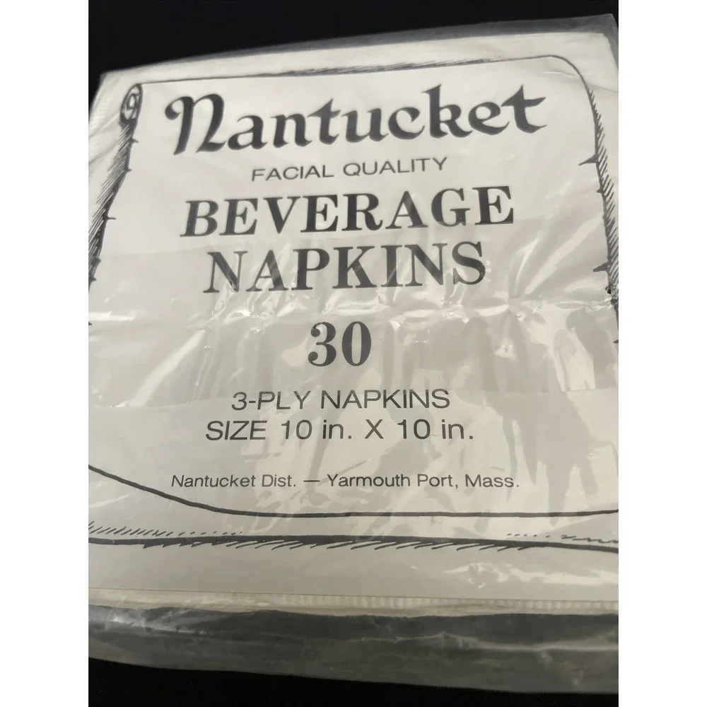 Nantucket Beverage Napkins 3-Ply Qty 30 Blue White Floral Barware Party Classic